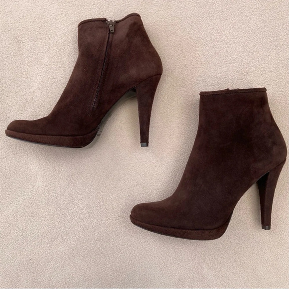 Pedro Garcia Brown Suede Heeled Ankle Booties/Boots-Women’s 7.5-Classic-Formal - Picture 3 of 11